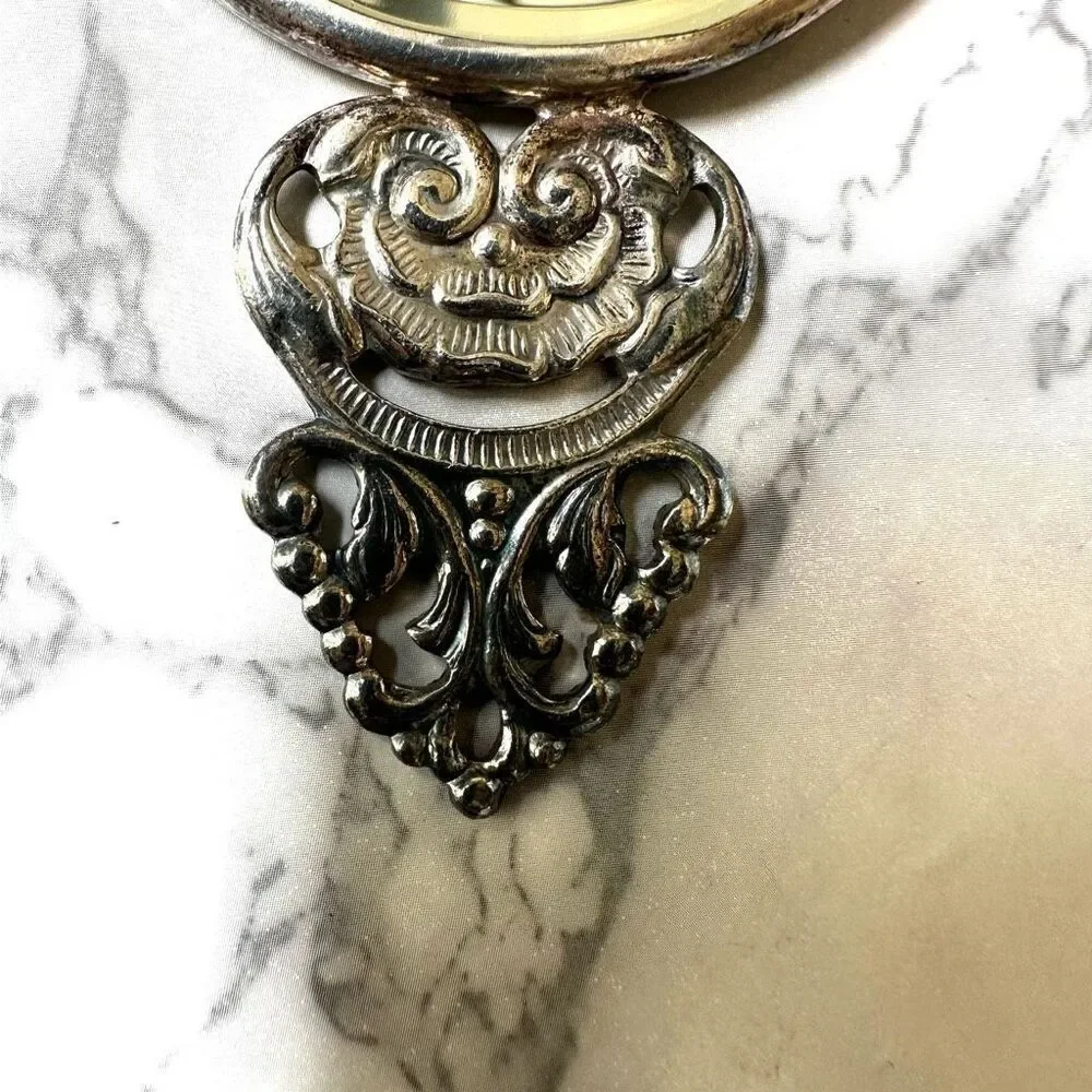 Hans Jensen repousse silver plated hand mirror